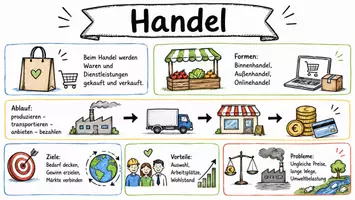 Vorschau - Arbeitsblätter - AB mit Fragen zum Thema "Handel" + Lösungsblatt + Infografik - Seite 1