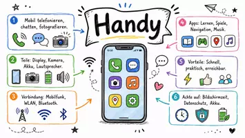 Vorschau - Arbeitsblätter - Arbeitsblatt "Handy" + Onlineübung & MP3 + Mindmap + Infografik - Seite 1