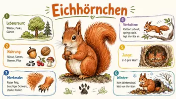 Vorschau - Arbeitsblätter - Arbeitsblatt zum Thema "Eichhörnchen" + Onlineübung & MP3 + Mindmap + Infografik - Seite 1