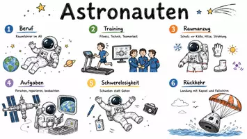 Vorschau - Arbeitsblätter - AB mit Fragen zum Thema "Astronaut" + Lösungsblatt + Infografik - Seite 1