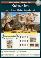 Vorschau - Arbeitsblätter - Kultur im antiken Griechenland | Unterrichtsmaterial - Deckblatt