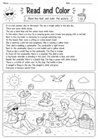 Vorschau - Arbeitsblätter - Read and Color - Summer (Arbeitsblätter) - Seite 1