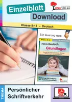 Vorschau - Arbeitsblätter - Fit für Deutsch Grundlagen: Persönlicher Schriftverkehr | Deutsch Sekundarstufe Klasse 8-13 | Bewerbung, Behördenschreiben | Übungen, Arbeitsblätter, Kopiervorlagen mit Lösungen - Deckblatt