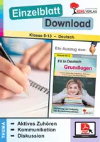 Vorschau - Arbeitsblätter - Fit in Deutsch Grundlagen: Aktives Zuhören, Kommunikation, Diskussion | Deutsch Sekundarstufe Klasse 8-13 | Arbeitsblätter Kopiervorlagen Freiarbeit mit Lösungen - Deckblatt