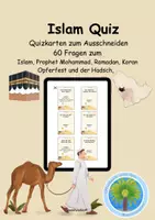 Vorschau - Arbeitsblätter - 🌙 Islam Quiz | 60 Quizkarten für Kinder | Islam Wissen für Kinder - 60 Fragen und Antworten Grundschule | Sekundarstufe | Religionsunterricht | Sachunterricht | Ramadan | Prophet Mohammad | Hadsch | Opferfest | Koran | - Deckblatt