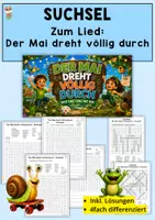 Vorschau - Arbeitsblätter - Der Mai dreht völlig durch, Suchsel zum Kinderlied, 4-fach differenziert, Klasse 1, 2, 3, 4 - Deckblatt