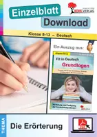 Vorschau - Arbeitsblätter - Fit für Deutsch Grundlagen: Erörterung | Deutsch Sekundarstufe Klasse 8-13 | Argumente Gliederung Stoffsammlung | Übungen Arbeitsblätter Kopiervorlagen Freiarbeit mit Lösungen - Deckblatt