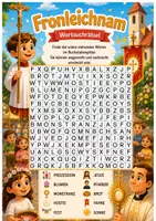 Vorschau - Spiele - Fronleichnam Suchsel | Das spielerische Wortgitter zur Begriffskonsolidierung | Rätselspaß für zwischendurch und zum Wiederholen | Klasse 1-5 - Seite 1