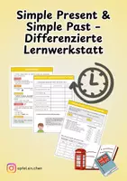 Vorschau - Arbeitsblätter - Simple Present & Simple Past – Differenzierte Lernwerkstatt - Deckblatt