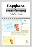 Vorschau - Anderer Materialtyp - Capybara: Feriengruß zu den Sommerferien - Postkarte - Deckblatt