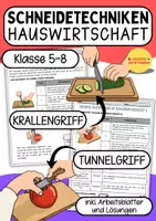 Vorschau - Fördermaterial/Inklusion - Hauswirtschaft: Schneidetechniken im Kochunterricht einfach erklärt / Krallengriff und Tunnelgriff / Klasse 5 6 7 8 - Deckblatt