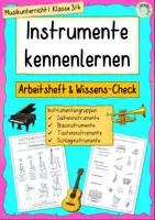 Vorschau - Arbeitsblätter - Instrumente kennenlernen – Arbeitsheft & Wissens-Check | Musik Klasse 3/4 - Deckblatt