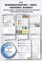 Vorschau - Arbeitsblätter - Sicherheitszeichen Technikraum – Warnzeichen, Gebotszeichen & Rettungszeichen | Klasse 7/8 - Deckblatt