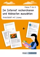 Vorschau - Arbeitsblätter - Im Internet recherchieren & Webseiten auswählen | Klasse 5–6 - Deckblatt