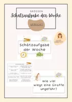 Vorschau - Arbeitsblätter - Gesamtpaket Schätzaufgabe der Woche I Klasse 3 und 4 I Längen I Gewicht I Zeit I Geld I Flächeninhalt I Umfang I Schätzen - Seite 1