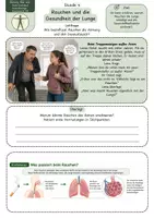 Vorschau - Unterrichtsreihen - Rauchen und die Gesundheit der Lunge – Arbeitsblatt mit Fallimpuls, Schadstoff-Schaubildern, Lösung und S/W-Version - Seite 1