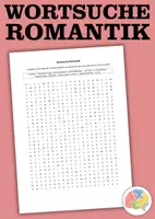 Vorschau - Arbeitsblätter - Romantik – Wortsuche Rätsel / Suchsel - Deckblatt