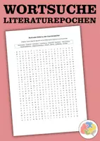 Vorschau - Arbeitsblätter - Wortsuche Rätsel Literaturepochen - Suchsel - Deckblatt