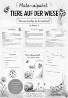 Vorschau - Stationenlernen - Wiesentiere Karteikarten zweiseitig - Deckblatt
