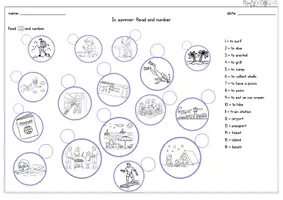 Vorschau - Arbeitsblätter - Englisch Grundschule - In summer - Vocabulary - Read and number - Seite 1