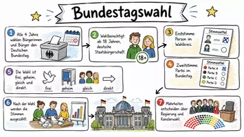 Vorschau - Arbeitsblätter - Arbeitsblätter "Bundestagswahl" + Lösung & MP3 + Infografik - Seite 1
