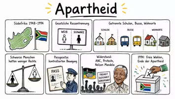 Vorschau - Arbeitsblätter - AB mit Fragen zum Thema "Apartheid" + Lösungsblatt + Infografik - Seite 1