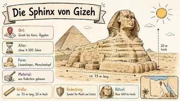 Vorschau - Arbeitsblätter - AB mit Fragen zum Thema "Sphinx" + Lösungsblatt + Infografik - Seite 1