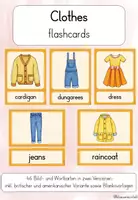 Vorschau - Bildkarten - Clothes Flashcards & Bildkarten Englisch I Clothing Vocabulary Cards I British & American English - Deckblatt