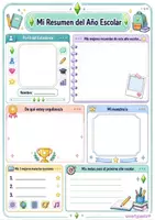 Vista previa - Hojas de trabajo - Pack: "Mi Resumen del Año Escolar" – Ficha de Reflexión Final (2 Diseños / Colores) - página 1