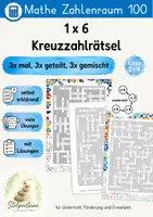 Vorschau - Arbeitsblätter - Einmaleins Kreuzzahlrätsel / Kreuzworträtsel zum 1x6 - Deckblatt