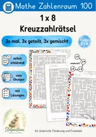 Vorschau - Arbeitsblätter - 1x8 Kreuzzahlrätsel / Kreuzworträtsel - Deckblatt