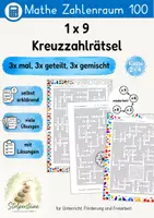 Vorschau - Arbeitsblätter - 1x9 Kreuzzahlrätsel / Kreuzworträtsel - Deckblatt