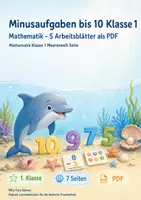 Vorschau - Arbeitsblätter - Minusaufgaben bis 10 Klasse 1 – Mathematik – 5 Arbeitsblätter als PDF - Deckblatt
