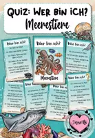 Vorschau - Spiele - Meerestiere | Ratespiel & Lesespiel: Wer bin ich? | Grundschule Klasse 2–4 | Sachunterricht & Deutsch - Deckblatt