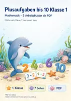 Vorschau - Arbeitsblätter - Plusaufgaben bis 10 Klasse 1 – Mathematik – 5 Arbeitsblätter als PDF - Deckblatt