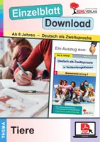 Vorschau - Arbeitsblätter - Deutsch als Zweitsprache - Wortschatztraining: Tiere | DaZ Deutsch Grundschule Sekundarstufe Klasse 3-10 | Vorbereitungsklassen, Wortschatz, Übungen, Arbeitsblätter, Kopiervorlagen mit Lösungen - Deckblatt