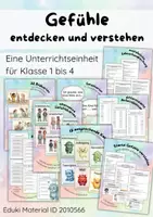 Vorschau - Stundenentwürfe - Gefühle entdecken und verstehen - eine ausgearbeitete Unterrichtseinheit für Klasse 1 bis 4 mit differenzierten Arbeitsblättern, Klasse 2, Klasse 3, Klasse 4 - Deckblatt