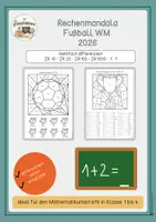 Vorschau - Arbeitsblätter - Rechenmandalas Fußball WM 2026 | Mathe Klasse 1–4 | Rechnen und Malen - Deckblatt