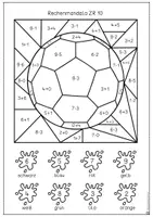 Vorschau - Arbeitsblätter - Rechenmandalas Fußball WM 2026 | Mathe Klasse 1–4 | Rechnen und Malen - Seite 1