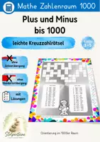 Vorschau - Unterrichtsreihen - Plus und Minus bis 1000, leichte Krezzahlrätsel - Deckblatt
