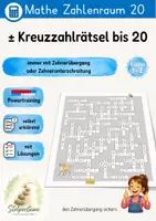 Vorschau - Arbeitsblätter - Kreuzzahlrätsel Zahlenraum 20: ± mit Zehnerübergang - Deckblatt