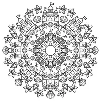 Vorschau - Mal- und Bastelvorlagen - Kostenloses Sommer Mandala | Probeblatt für Grundschule & Kunstunterricht (Klasse 1–4) - Seite 1