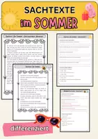 Vorschau - Arbeitsblätter - Sachtexte Sommer – Leseverständnis trainieren Deutsch Klasse 5–6 differenziert - Deckblatt
