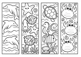 Vorschau - Arbeitsblätter - Unterwasserwelt Lesezeichen Ausmalen & Basteln - Meerestier Kunst im Sommer - Seite 3