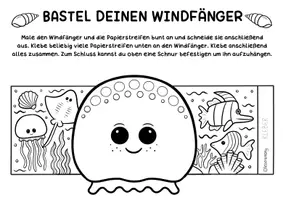 Vorschau - Mal- und Bastelvorlagen - Quallen Windfänger zum Malen & Basteln - Kunst im Sommer - Seite 1