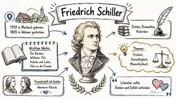 Vorschau - Arbeitsblätter - Lernposter + AB mit Fragen zum Thema "Friedrich Schiller " + Lösungsblatt + Mindmap + Infografiken - Seite 3