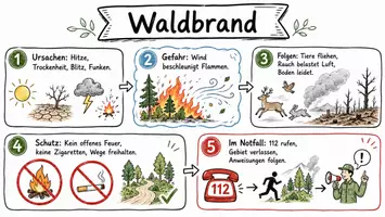 Vorschau - Arbeitsblätter - Lernposter + AB mit Fragen zum Thema "Waldbrände" + Lösungsblatt + Infografik - Seite 2