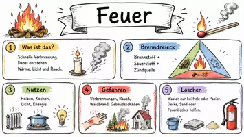 Vorschau - Arbeitsblätter - Arbeitsblätter zum Thema "Feuer" + Lösung & MP3 + Mindmap + Infografik - Seite 1