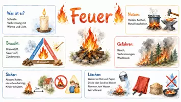 Vorschau - Arbeitsblätter - Arbeitsblatt zum Thema "Feuer" + Onlineübung & MP3 + Infografik - Seite 2