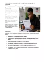 Vorschau - Stundenentwürfe - Was steht in einem Ausbildungsvertrag? Wichtige Inhalte und Regelungen der Ausbildung! Lernsituation mit Zusatzmaterial (Tafelbild und Erweiterungsaufgaben in 2 Niveaustufen)! - Seite 1
